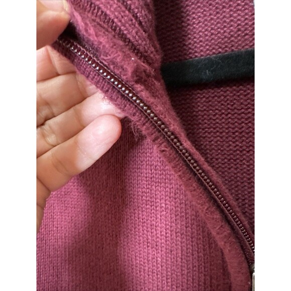 Eddie Bauer Sweater Mens TXL Maroon Quarter Zip Mock Neck Heavy Knit Vtg 90s Y2K - Picture 5 of 16